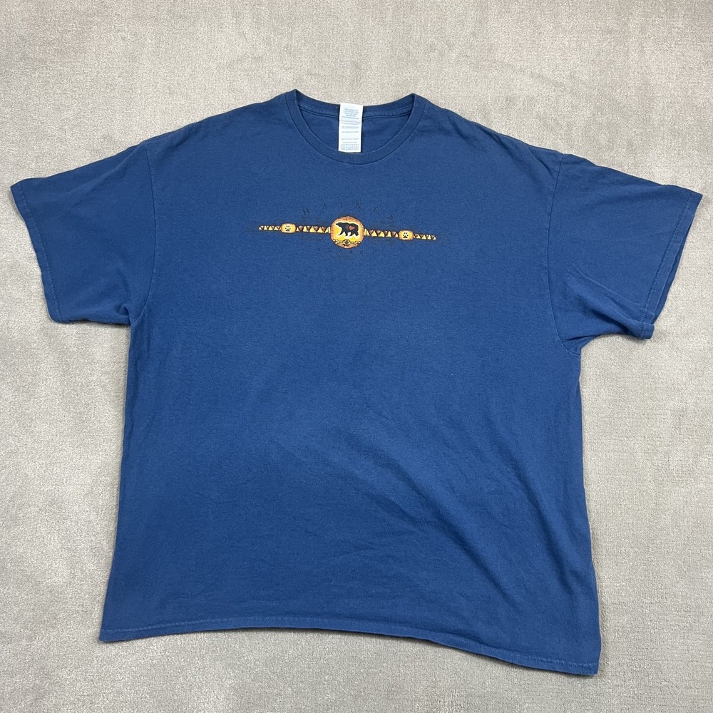 Delta T-Shirt Mens 2XL Blue Haines Alaska Grizzly Bear Graphic 100% Cotton